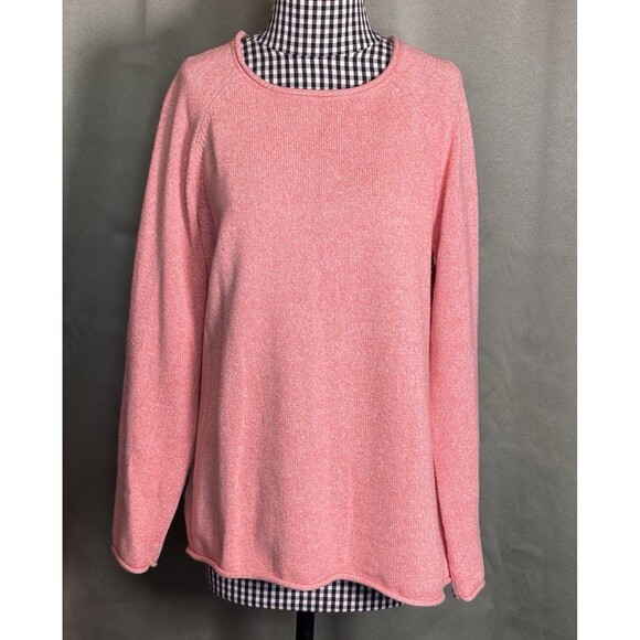 Eddie Bauer Sweater Womens XL Orange Pullover Chunky Knit Fishermans Roll Neck - Picture 1 of 8